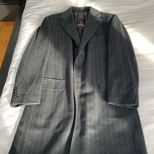 Mario Serrani Cashmere Coat - Charcoal & Pinstripe